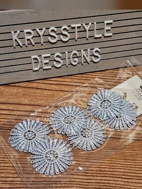 Mia Collection Light Blue Floral Dangling Earrings Crochet Boho